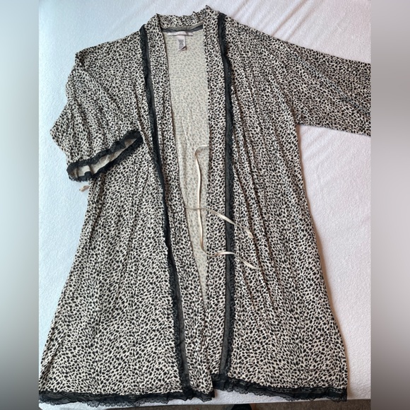 Leopard Modal Lace Trim Robe - Picture 1 of 6